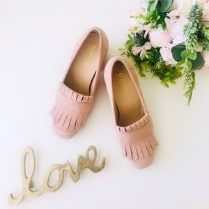 Kenneth Cole Block Heel Fringe Loafers